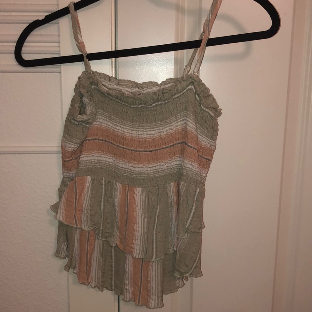 Stripped tank top with ruffles from American Eagle. Size Small.